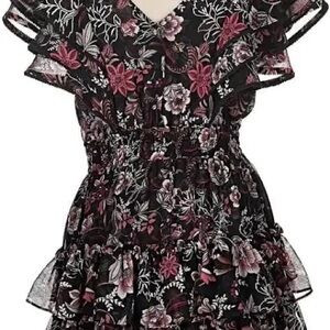 Misa Los Angeles Floral Mini Dress - Black and Pink
